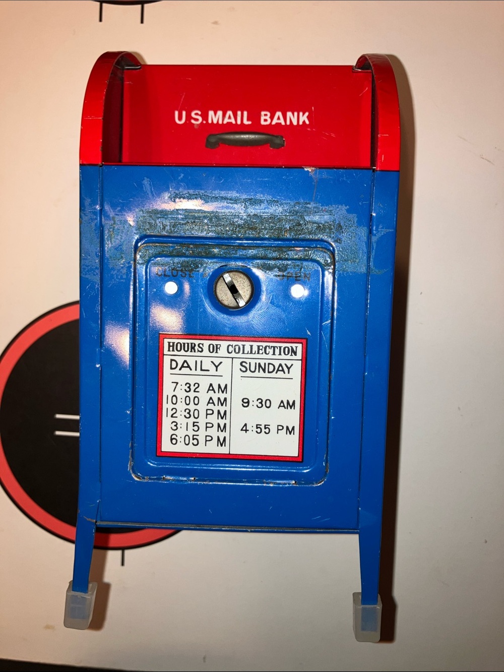U.S. Mail Tin Bank Vintage Toy Mailbox - Red & Blue 50’s/60’s -JAPAN